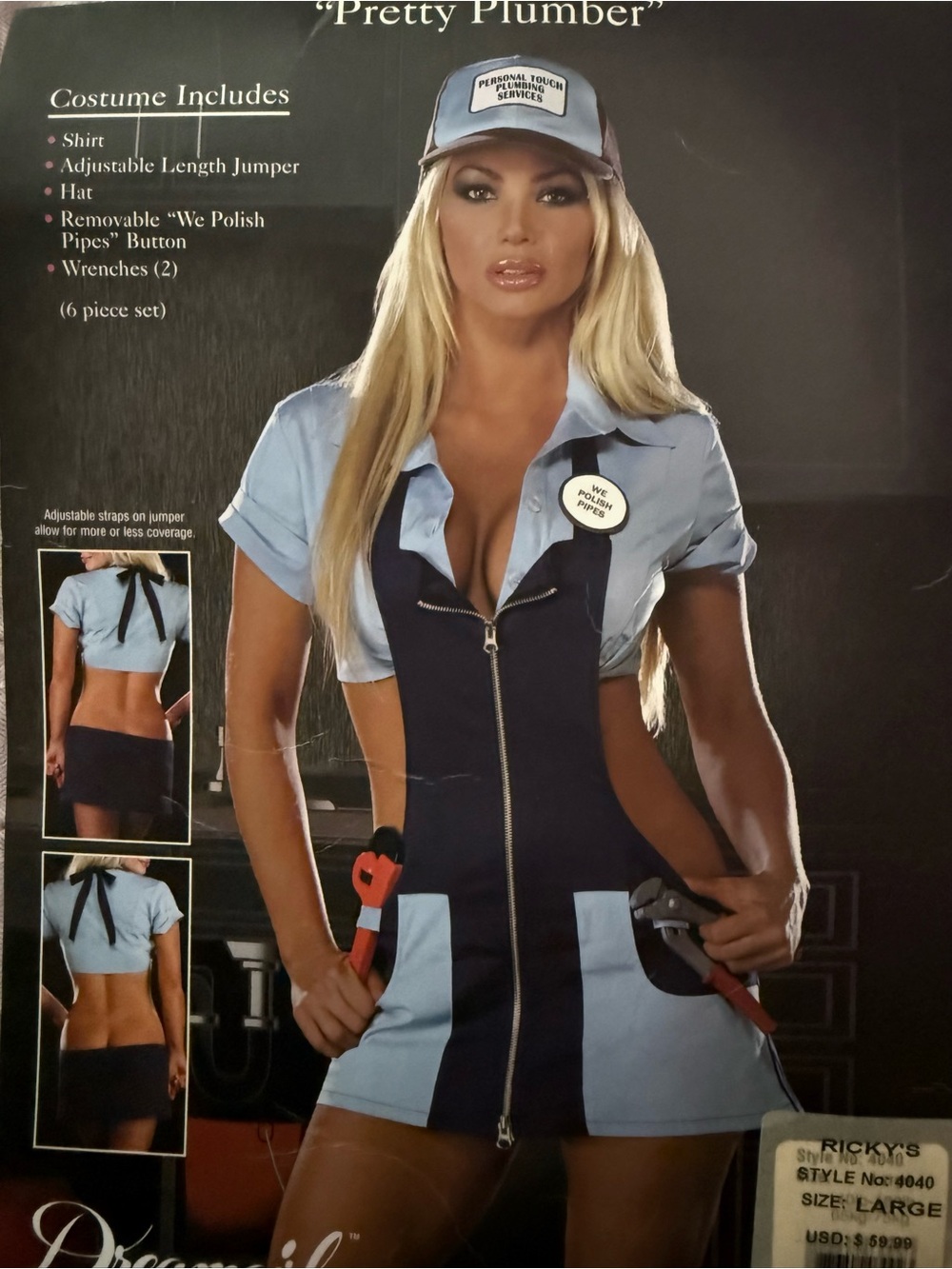 Dreamgirl Light Blue & Black Sexy Plumber Halloween costume